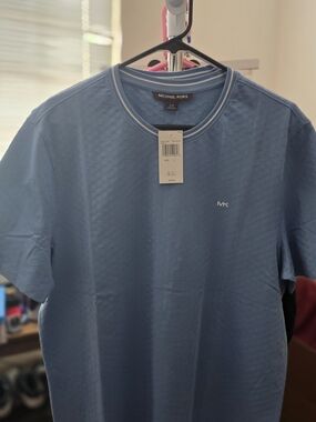Michael Kors Men's Sky Blue Crew Neck Logo Tee